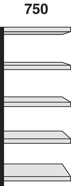 Kerkmann étagère champ Stora 100, L 750 x P 300 x H 1900 mm, argent/gris clair, 51248614