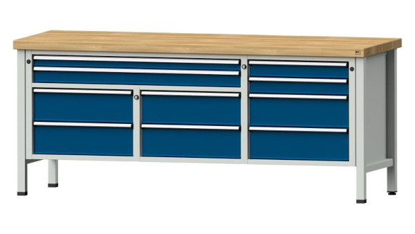Établis ANKE Établi en caisson, modèle 285 V, 2000 x 700 x 850 mm, RAL 7035/5010, BMP 50 mm, 304.582