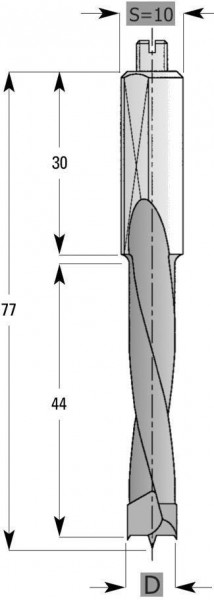 Foret à chevilles Edessö HW S10, fraisé en arrière, A: 6, B: 44, GL: 77 - RH, 143806001