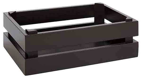 Caisse en bois APS -SUPERBOX-, 29 x 18,5 cm, hauteur : 10,5 cm, bois d'acacia, noir, convient pour GN 1/4, 11628