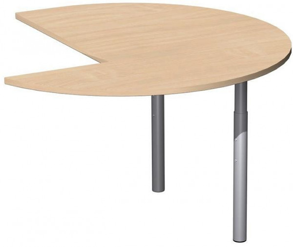 table d'appoint geramöbel trois quarts de cercle gauche avec pieds de support, matériel de liaison inclus, réglable en hauteur, 1200x1200x680-820, hêtre/argent, N-647011-BS