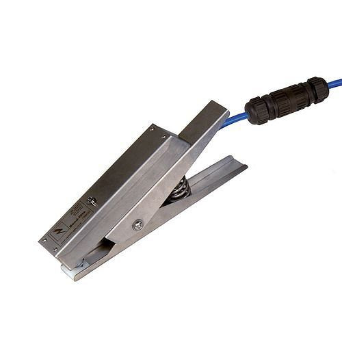 Pince de mise à la terre en acier inoxydable DENIOS BR, 1 lumière LED, avec raccord rapide, ATEX, 207-321
