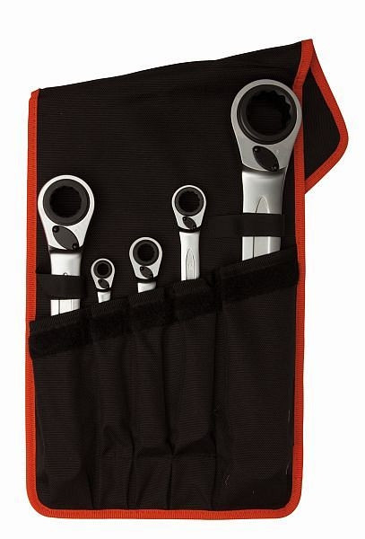 Bahco Jeu de clés polygonales à cliquet quadruple, pochette de ceinture 5 pièces S4RM/5T