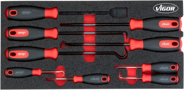 Jeu de crochets et grattoirs VIGOR, nombre d'outils : 9, V5070