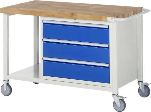 Etabli mobile RAU série 8000, 3 x tiroirs, étagère, 1250x880x700 mm, 05-8257A6-127B4S.11