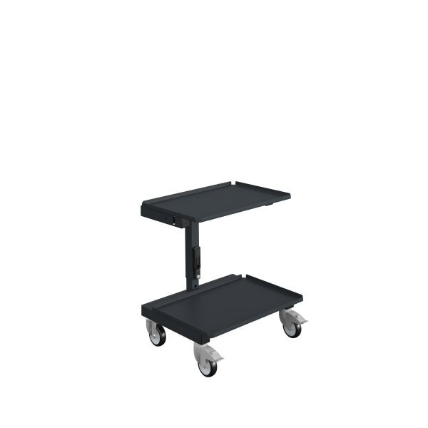 Tablette inférieure SOFAME avec 4 bords de contact pour support matériel SOFAME SRI2 largeur 610 mm, gris anthracite RAL 7016, W020020008GA