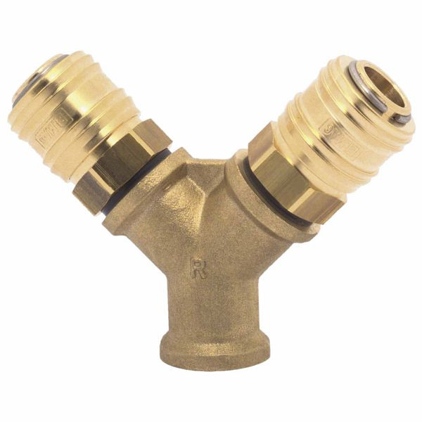 ELMAG Distributeur 2 voies (sans raccords), FI 3/8', laiton, 42446