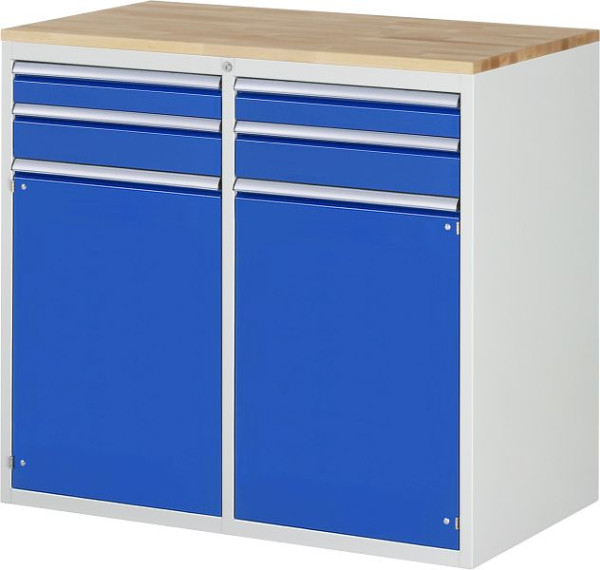 Armoire à tiroirs RAU 7000, 1145x650x1035mm, gauche : H90, H120mm, porte battante, droite : tiroir H90, H120mm, porte battante, hêtre massif, 03-LL7.12.12AB.11