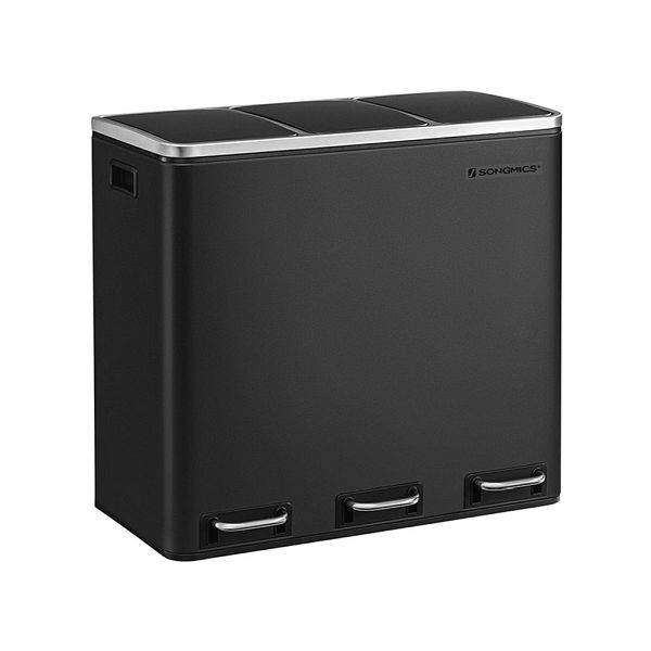 SONGMICS poubelle 54 litres (3 x 18 L) noire, LTB54BK