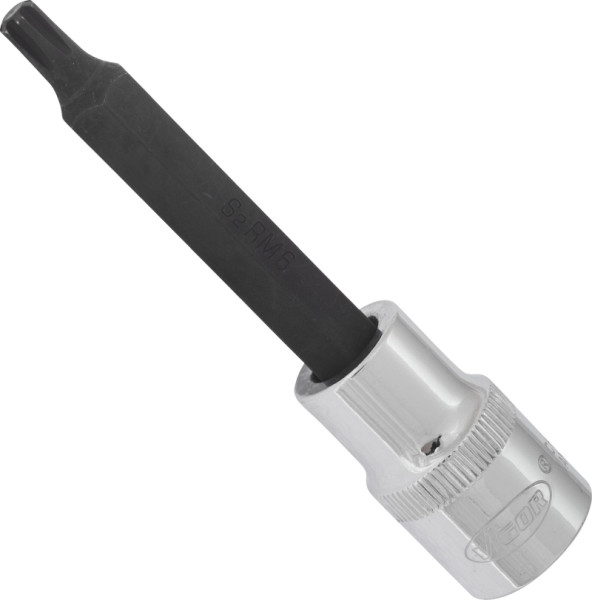 Embout de tournevis VIGOR RIBE, carré creux 12,5 mm (1/2 pouce), profil à coin interne Ribe-CV, M6, longueur : 100 mm, V2212