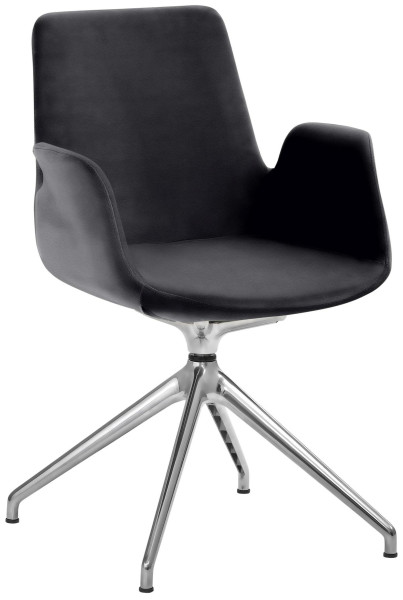 Fauteuil Mayer Sitzmöbel , piètement étoile, aluminium poli, rotatif à 360°, anthracite, 2009_S1_30487