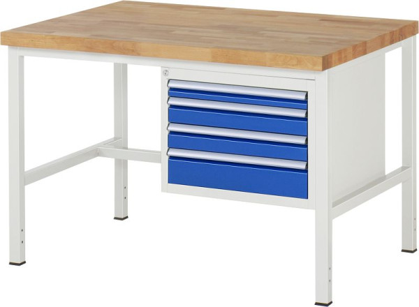 Etabli RAU série 8000 - modèle 8132, L1250 x P900 x H840-1040 mm, base système L1245 x P850 x H800-1000 mm, 03-8132A1-129B4H.11