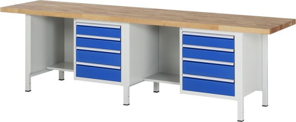 Etabli RAU série 8000 - modèle 8453, L3000 x P700 x H840-1040 mm, base système L2425 x P650 x H800-1000 mm, 03-8453A2-307B4H.11
