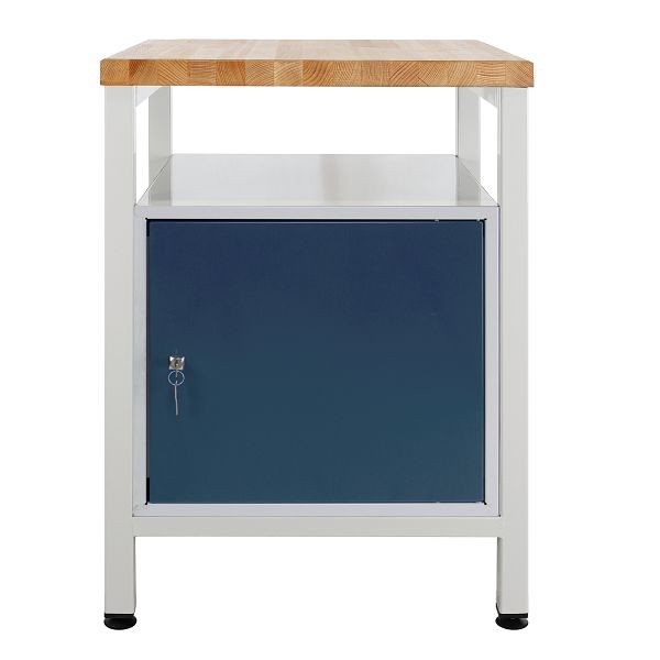 Etabli étroit ADB avec 1 porte et étagère, dimensions : 600x600x840mm (LxPxH), couleur table de travail : gris, RAL 7035, couleur porte : gris anthracite, 42937