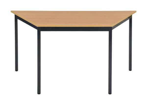 Bisley MULTI Table polyvalente de bureau, trapézoïdale 19 mm, décor BC hêtre, piètement noir, H 740 x L 1400 x P 700 mm, MTT1407BC333