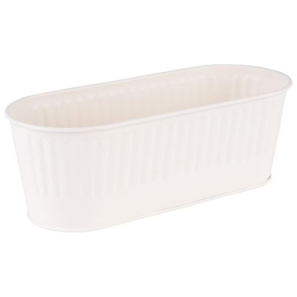 APS Récipient à couverts / panier, corbeille à pain, panier à plantes, 29,5 x 12 cm, hauteur 10 cm, 2 litres, acier inoxydable, blanc, 11753