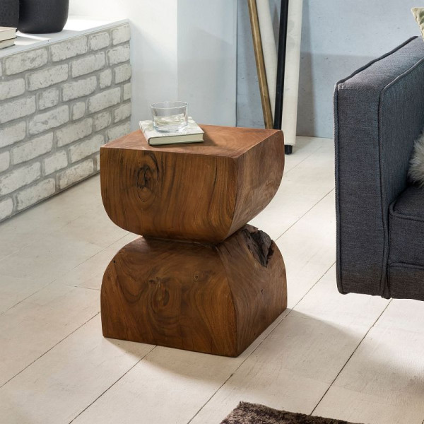 Wohnling table d'appoint Sheesham bois massif 30 x 45 x 30 cm Table décorative rustique, WL1.562