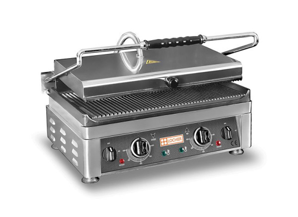 Grille de contact électrique Locher EKG51R avec surface de gril extra large, rainurée en haut et en bas, 112717