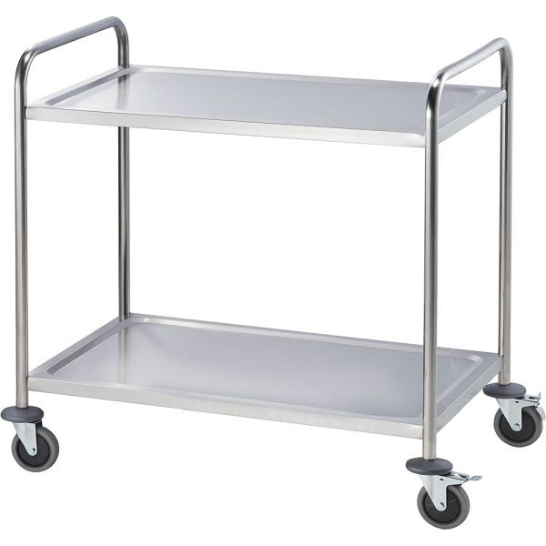 Chariot de service Stalgast en acier inoxydable, avec deux étagères, 860 x 540 x 940 mm (LxPxH), LT0711002