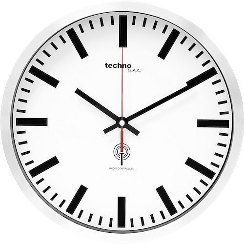 Horloge murale radiocommandée Technoline en métal, verre, dimensions : Ø 30 cm, WT 8990