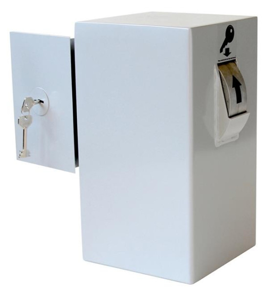 Coffre-fort d'acceptation de clés Eichner pour installation de base, roue gauche, casier avec 2 clés de coffre-fort, gris métallisé RAL 9006, 395x215x215 mm, 9201-00025