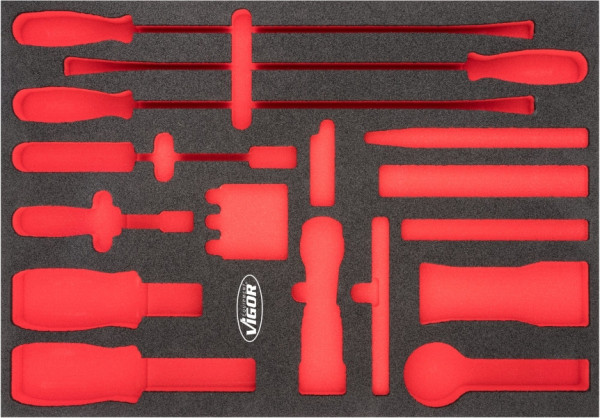 Inserts en mousse souple bi-composant VIGOR, dimensions insert / taille tiroir : L (563 x 393 x 35 mm), utilisation : V6818, V6818-L