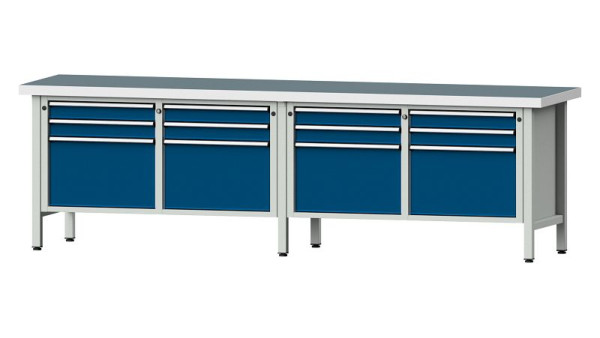Établis ANKE Établi en caisson, modèle 233 V, 2800 x 700 x 850 mm, RAL 7035/5010, UBP 50 mm, 305.058