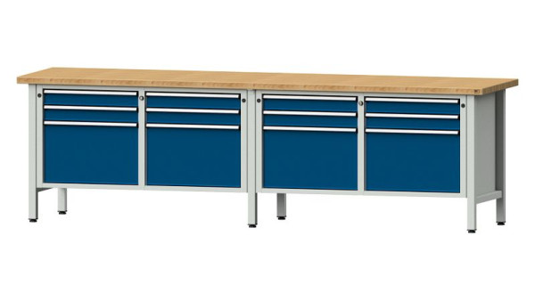 Établis ANKE établi à caissons, modèle 233 V, 2800 x 700 x 840 mm, RAL 7035/5010, BMP 40 mm, 305.048
