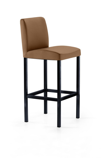 Tabouret Mayer Sitzmöbel , structure noire, coque d'assise rembourrée, hauteur d'assise 65 cm, capacité de charge jusqu'à 150 kg, marron clair, 1154_03_30485