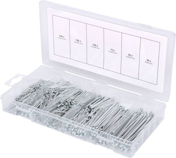 Gamme KS Tools de goupilles fendues, 1, 6x25, 4mm-4,0x63,5mm, 555 pièces, 970.0080