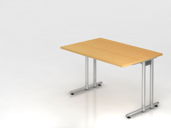 Bureau Hammerbacher pied C 120x80cm hêtre/argent, hauteur de travail 72 cm, VNS12/6/S