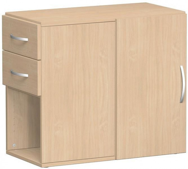 armoire complémentaire geramöbel avec tiroirs, porte tournante avec amortisseur de porte, utilisable à gauche ou à droite, avec pieds réglables, 420x820x720, hêtre/hêtre, S-381300-BB