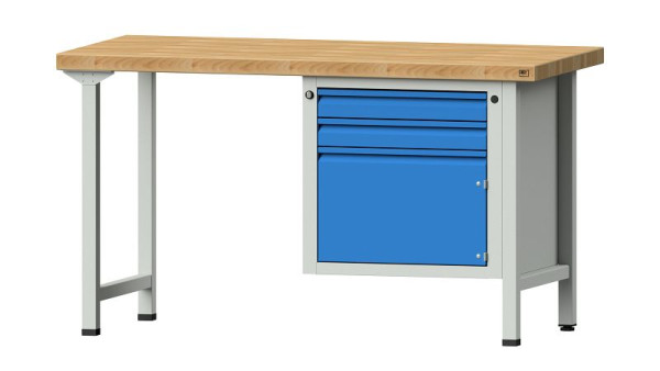 Établis ANKE Établi combiné, modèle 702 E, 1500 x 700 x 850 mm, RAL 7035/5012, BMP 50 mm, 510.509