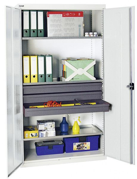 armoire à outils et matériaux émoussés série 3000, 7035/7035, 3 tiroirs 100 mm, 3 étagères à plateaux partout, 3008207