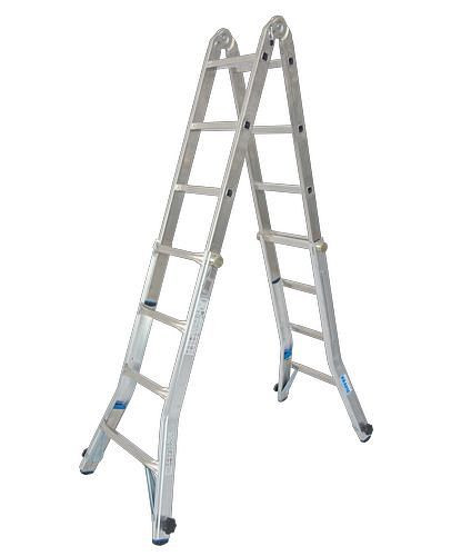 Échelle télescopique à échelons Krause, en aluminium, avec 4 rallonges de rail, hauteur de travail 5 m, 257484