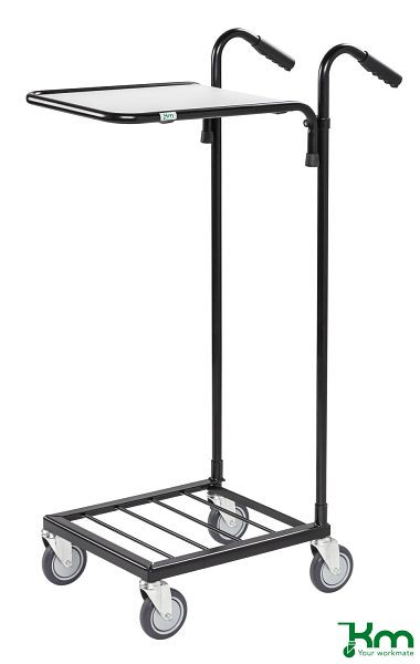 Kongamek Mini Chariot de Transport 660 x 385 x 1090 mm, Noir / Blanc, 4 roulettes pivotantes dont 2 avec freins, KM153-HBS