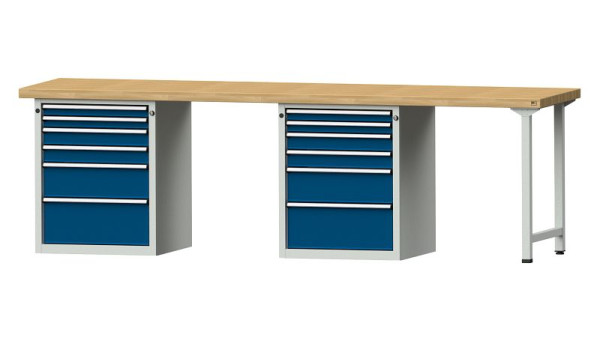 Établis ANKE Établi combiné, modèle 916 V, 2800 x 700 x 850 mm, RAL 7035/5010, BMP 50 mm, 415.146