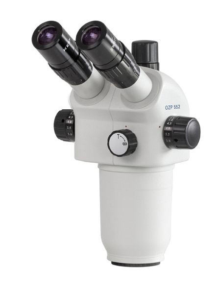 Tête de microscope à zoom stéréo KERN Optics, Greenough 0,6 x - 5,5 x, binoculaire, Oculaire HSWF 10 x / Ø 23mm avec antifongique, point oculaire haut, OZP 551