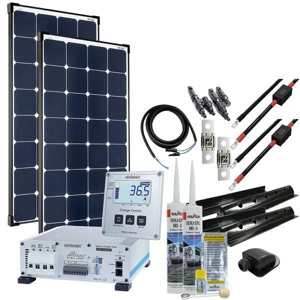 Système solaire pour camping-car Offgridtec mTriple S avec 2 modules solaires de 120 W, chargeur triple Votronic 30/20/250 et écran de contrôle de charge 1247, 4-01-010430-003