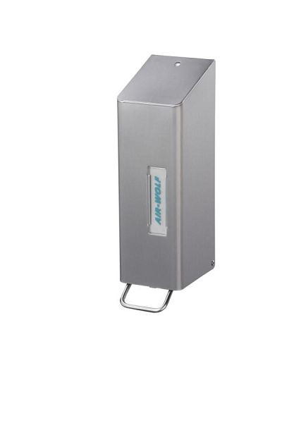 Distributeur de savon et désinfectant Air Wolf, série Omega, H x L x P : 328 x 97 x 142 mm, 1200 ml, acier inoxydable revêtu, 29-002