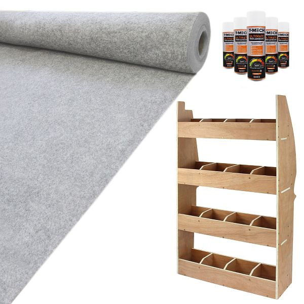 Monster 26317 Tapis super extensible gris argenté 11 m² avec colle et système d'étagères Citroën Berlingo
