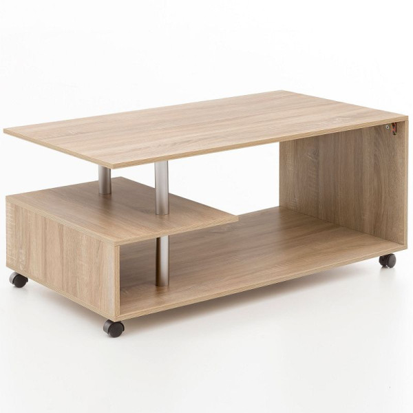 Table basse Wohnling Design 105 x 48,5 x 60 cm Sonoma rotative avec roulettes, WL5.735