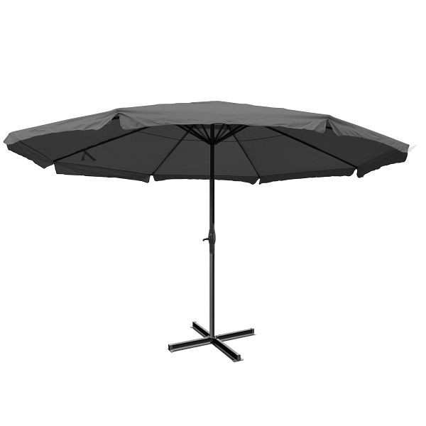 Parasol Mendler Meran Pro, parasol marché gastronomie avec volant Ø 5m polyester/aluminium 28kg, anthracite sans pied, 65184
