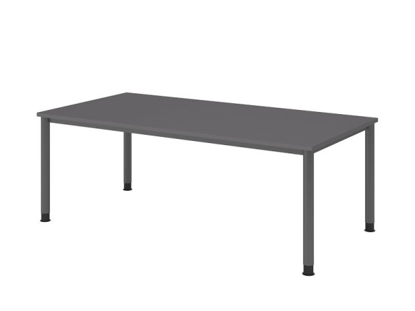 Bureau Hammerbacher 4 pieds rond 200x100cm graphite/graphite, forme rectangulaire, VHS2E/G/G