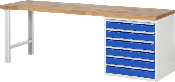 Etabli RAU série 7000 - modèle 7616, L2500 x P700 x H890 mm, base système L2500 x P650 x H850 mm, 03-7616A1-257B4M.11