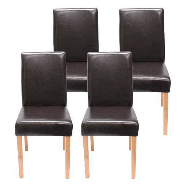 Mendler ensemble de 4 chaises de salle à manger chaise chaise de cuisine Littau, simili cuir, pieds clairs marron, 28646