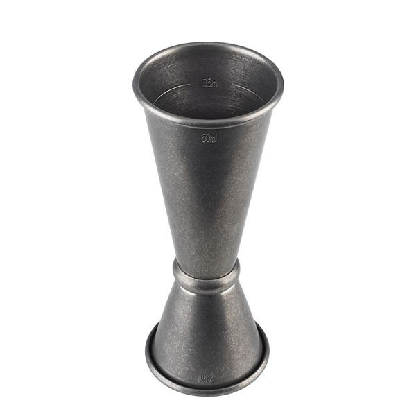Mesure en barre APS, Ø 4 cm, hauteur : 11 cm, acier inoxydable, aspect inox antique, volume : 25 / 50 ml, 93355