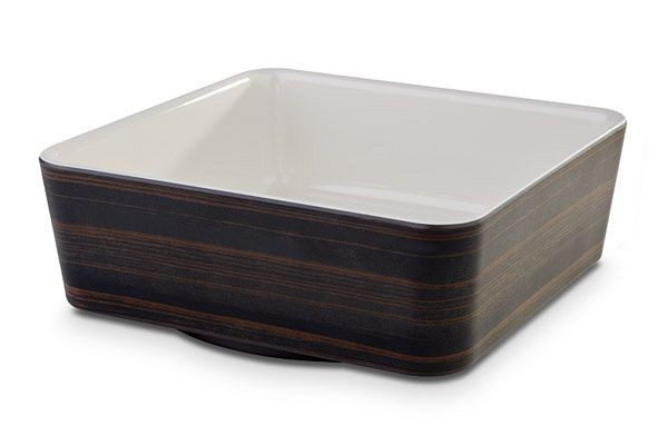 Bol APS -APS PLUS-, 20 x 20 cm, hauteur: 7 cm, mélamine, crème, extérieur décor bois chêne foncé, intérieur brillant, extérieur mat, 15216