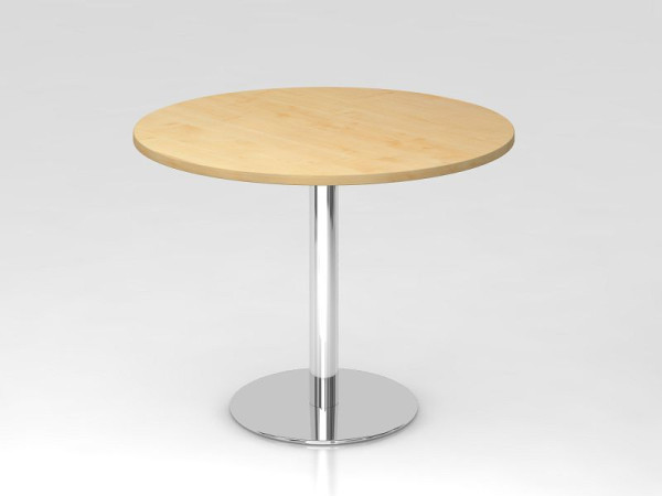 Table de réunion Hammerbacher 100cm ronde érable/chrome, structure chromée, VSTF10/3/C