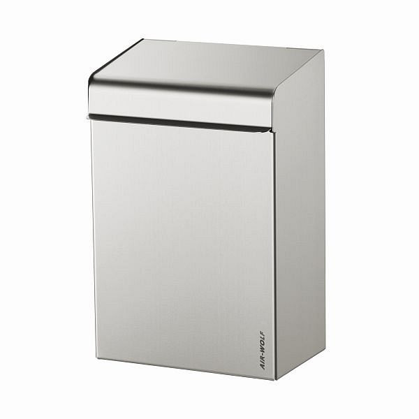Conteneur à déchets hygiéniques Air Wolf sans distributeur de sacs, série Lobo, H x L x P : 342 x 220 x 153 mm, acier inoxydable revêtu, 40-601